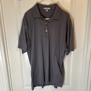 Men's Peter Millar Gray Polo Shirt Size Large 100% Cotton Short Sleeve Comfort